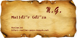 Mallár Géza névjegykártya